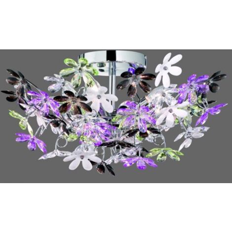 Plafoniera FLOWER a fiori effetto cristallo R60014017 trasparente e colorato