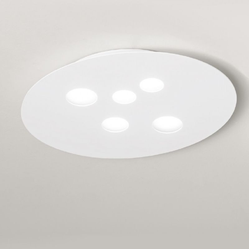 Image of G.e.a.luce - Plafoniera ge-luna pm gx53 led 60x50 alluminio metacrilato lampada soffitto moderno interno, finitura metallo bianco opaco - Bianco opaco
