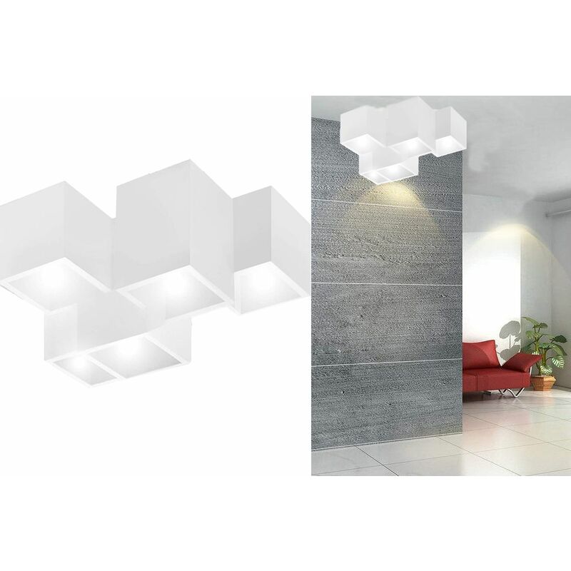 Image of BES - Plafoniera gesso lampada da interno applique da soffitto 5 quadrati gu10 GS-5029