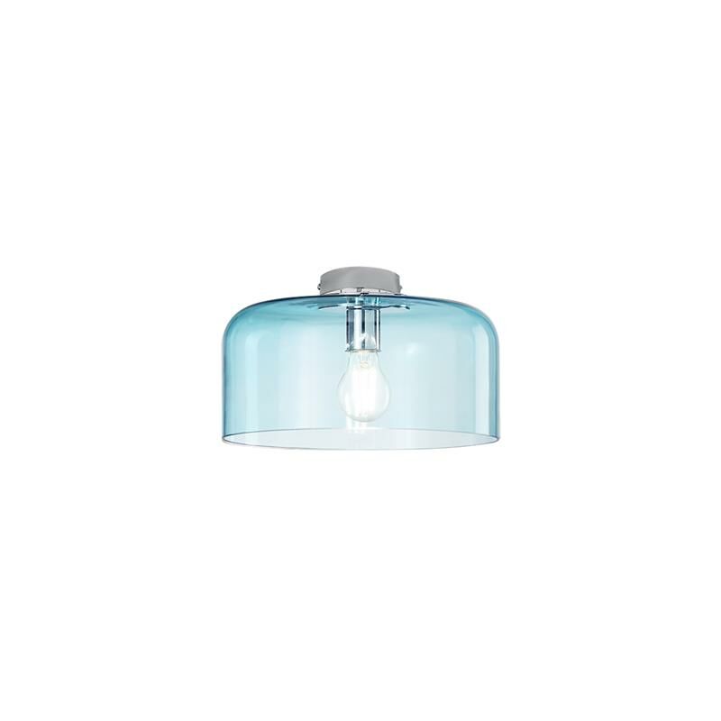 Image of Luce Ambiente E Design - Plafoniera gibus in vetro acquamare 30 cm. - Blu