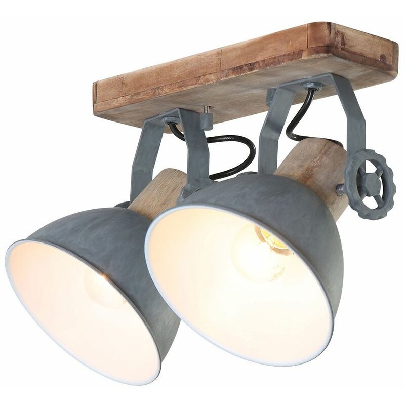 Image of Plafoniera faretti grigi soggiorno orientabile filament lampada in legno in un set comprensivo di lampadine a led