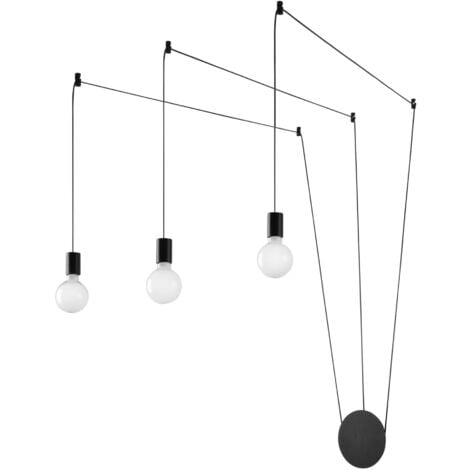 FAN EUROPE "Plafoniera HABITAT con cavi neri regolabili tre punti luce"