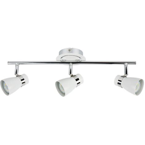 Plafoniera HAMPTON 3 teste per lampadine GU10 - Bianca e cromata