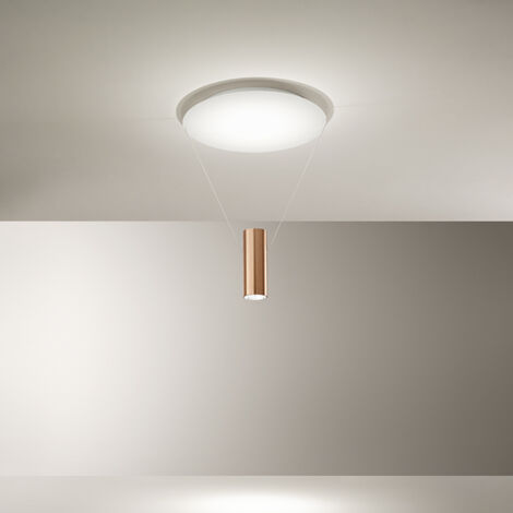 Plafoniera Hang in metallo verniciato bianco con cilindro sospeso biemissivo LED 36W 3283LM 3000K