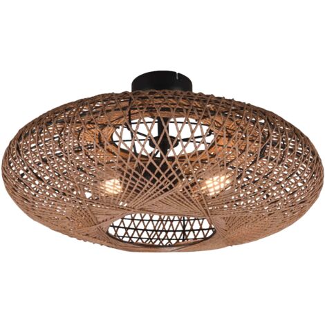 Plafoniera HEDDA Trio in sisal marrone/nero 2xE27 52 cm
