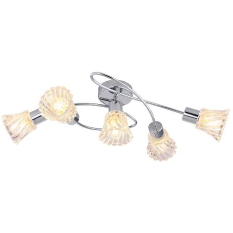 Plafoniera HESTIA CHROME TRASPARENTE E14 5X MAX 40W L: 16.5 cm B: 63,5 cm H: 24 cm dimmerabile