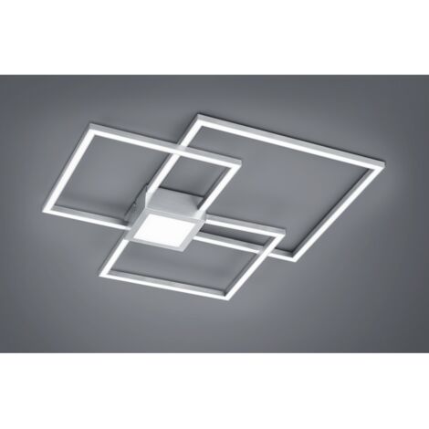 Plafoniera Hydra 3 Quadrati Led 38w Nichel L65 cm Dimmerabile Trio Lighting