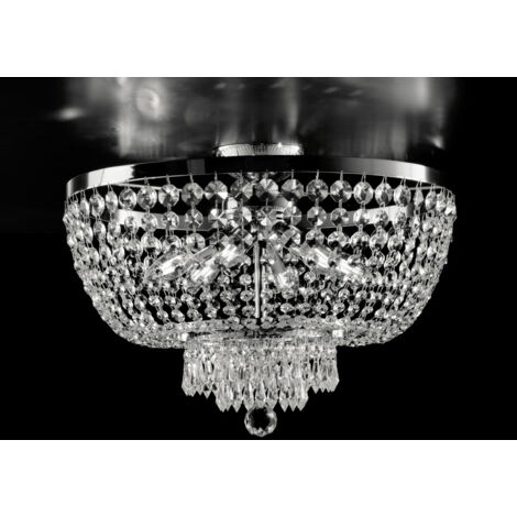 Plafoniera imperiale in ferro e ottone Cromato con stass sei luci 50x h37 cm