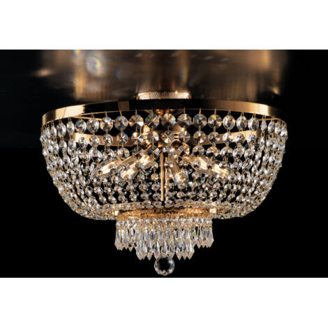 Plafoniera imperiale in ferro e ottone Oro con stass sei luci 50x h37 cm