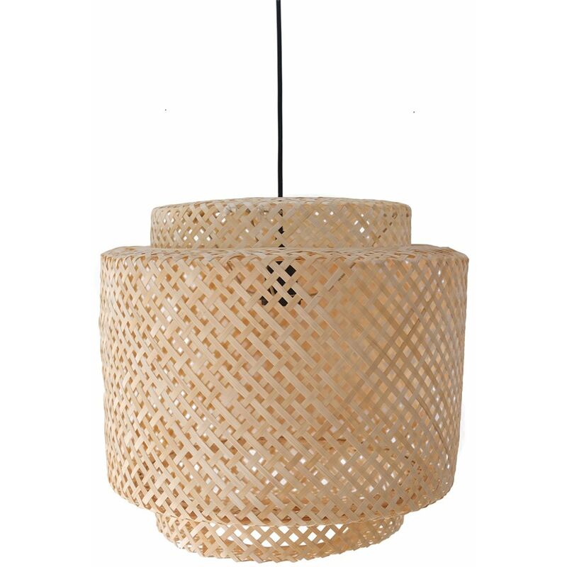 Image of Lampada da soffitto in bambù - Lampada a sospensione stile Boho Bali - Hya Naturale - Metallo, Bambú - Naturale