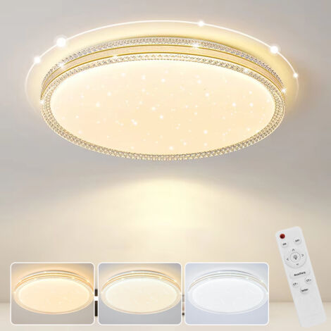 Plafoniera in cristallo da 48 W, moderna plafoniera a LED con telecomando, lampadario a LED a risparmio energetico, 3 temperature di colore, φ40 cm