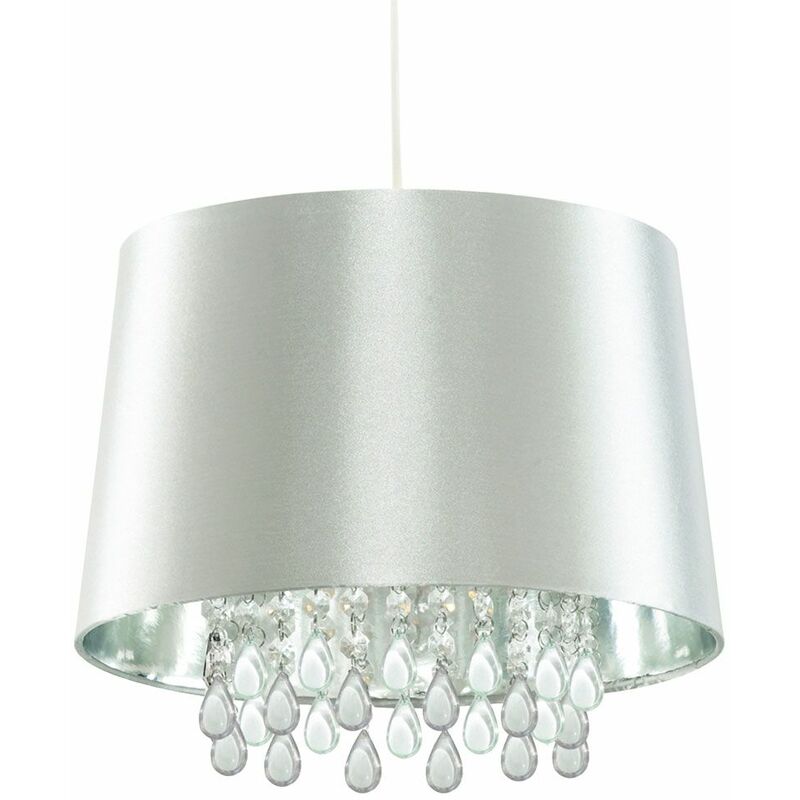 Image of Searchlight - Lampadario a sospensione a soffitto in cristallo Lampada a sospensione da soggiorno Art Silk Silver CL7026SICW