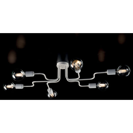 Plafoniera in ferro Bianco Argento sei luci diametro 83x h17 cm