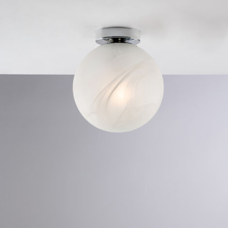Plafoniera in ferro cromato 1 luce con sfera dm.20 H.23 - Ø20