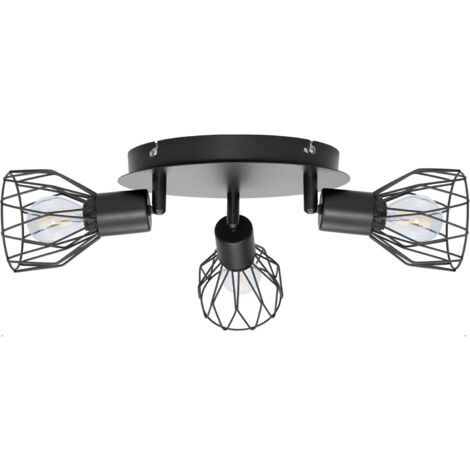Plafoniera in metallo 3 faretti, E12, 110V, 9,19 x 9,30 cm, nero