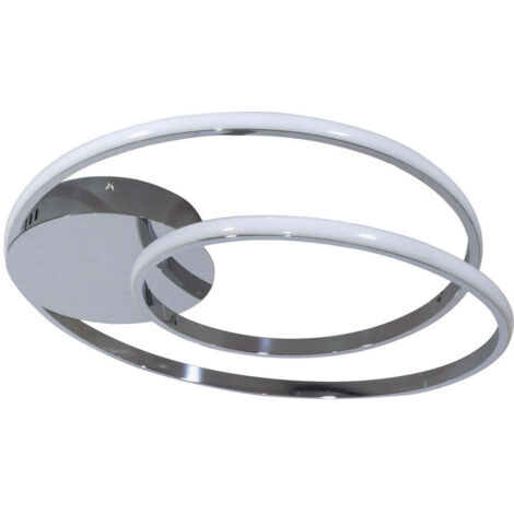 Plafoniera in metallo e alluminio Cromo Lucido con LED integrato 46x h7 cm