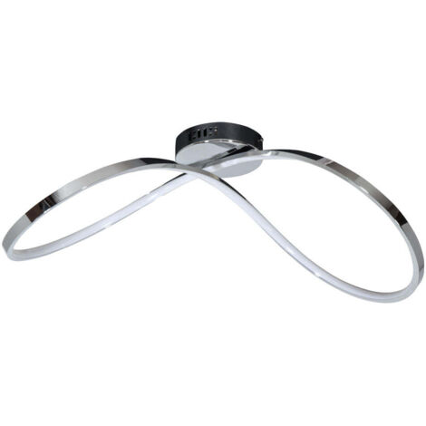 Plafoniera in metallo e alluminio Cromo Lucido LED Integrato 70x29 h22 cm