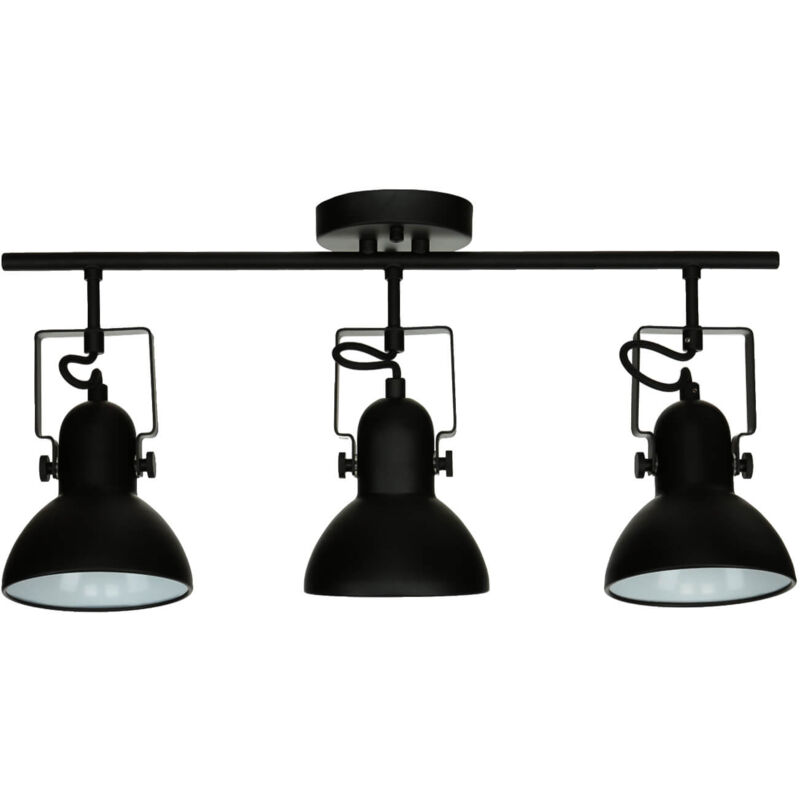 Image of Lampada da soffitto per interni Faretto Spot a 3 Punti Luce color nero design retrò 3xE14 regolabile ideale in salotto cucina - Nero