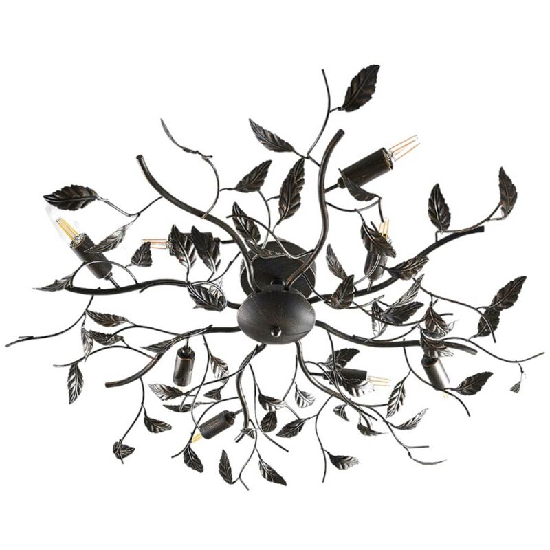 Image of Lindby plafoniera Yos, a 8 luci, 85 cm, nero-oro, metallo - nero oro spazzolato