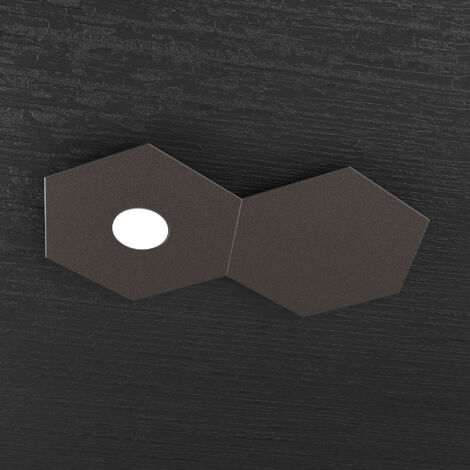 Plafoniera Industrial-Minimal 2 Moduli Hexagon Metallo Marrone 1 Luce Led 12W