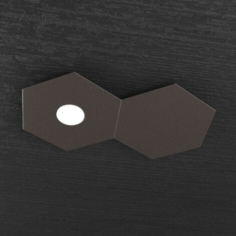 Plafoniera Industrial-Minimal 2 Moduli Hexagon Metallo Marrone 1 Luce Led 12W
