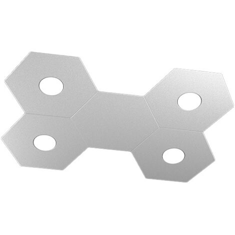 Plafoniera Industrial-Minimal 5 Moduli Hexagon Metallo Grigio 4 Luci Led 12X4W