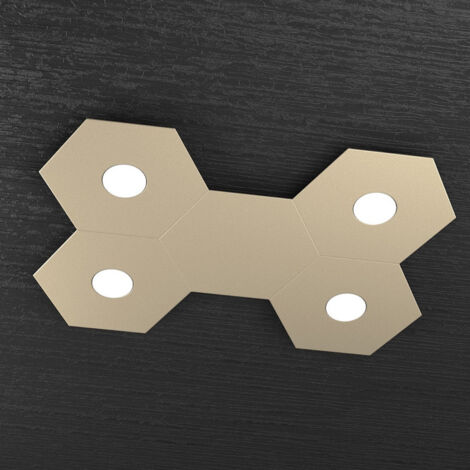 Plafoniera Industrial-Minimal 5 Moduli Hexagon Metallo Sabbia 4 Luci Led 12X4W