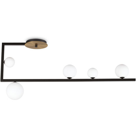 Plafoniera Industrial-Minimal Birds Metallo Nero 5 Luci G9 3W 3000K Luce Calda