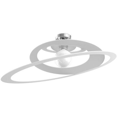 Plafoniera Industrial-Minimal Bungee Metallo Bianco 1 Luce E27 D70Cm