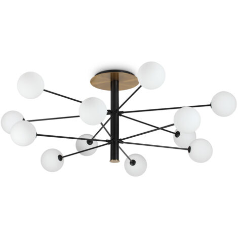 Plafoniera Industrial-Minimal Cosmopolitan Metallo Nero 12 Luci G9 3W 3000K
