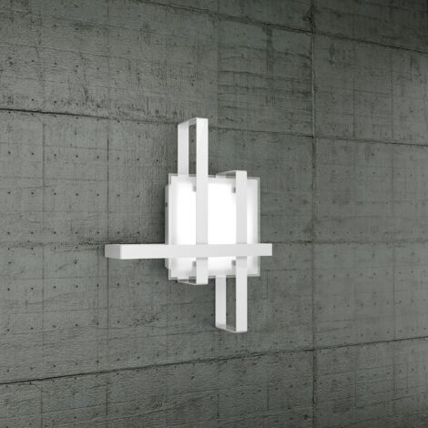 Plafoniera Industrial-Minimal Cross Metallo Bianco Vetro 2 Luci E27 50Cm