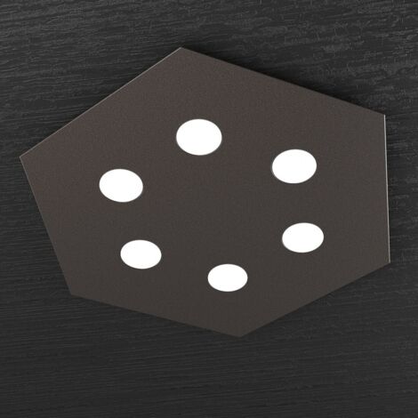 Plafoniera Industrial-Minimal Esagonale Hexagon Metallo Marrone 6 Luci Led 12X6W