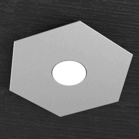 Plafoniera Industrial-Minimal Hexagon Metallo Grigio 1 Luce Led 12W
