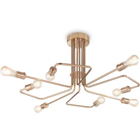 Plafoniera Industrial-Minimal Triumph Metallo Ottone 8 Luci E27