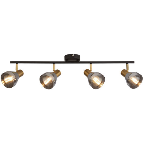 Plafoniera Industrial-Nordico Westminster Acciaio Nero Fumè 4 Luci E14