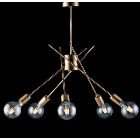 Plafoniera Industrial Polish Metallo Bronzo 5 Luci E27