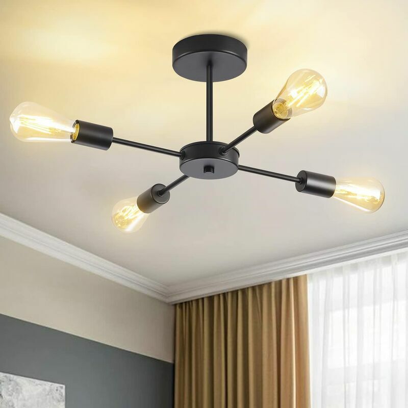 Plafoniera industriale 4 luci E27 lampada da