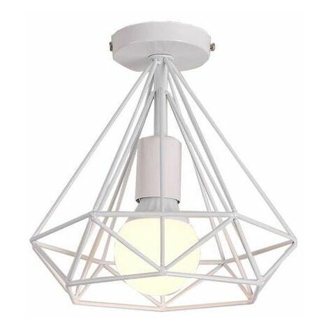 Plafoniera Industriale, Lampada da Soffitto Ø25cm, Illuminazione a Form di Diamantata per Soggiorno Camera da Letto (Bianco)