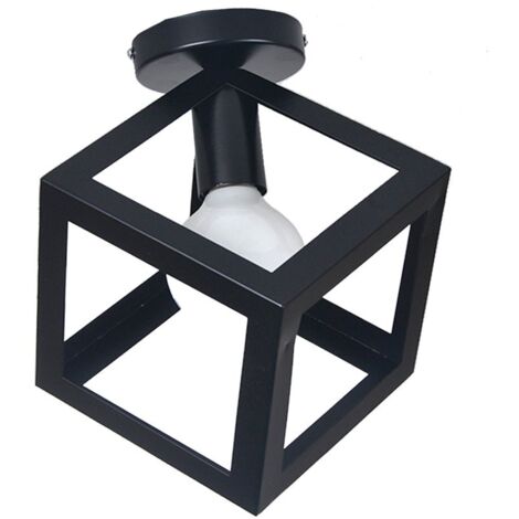 Plafoniera Industriale Metallo Quadrato Gabbia E27 Ferro Nero Lampadario da Soffitto per Soggiorno Camera da Letto Sala da Pranzo Cafe