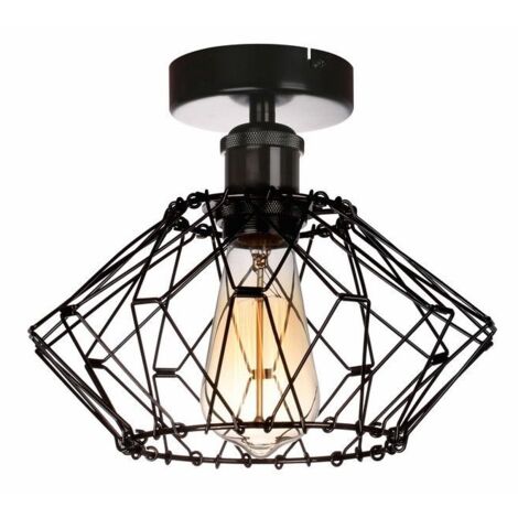 Plafoniera industriale nera in metallo E27 Reality Cameleon