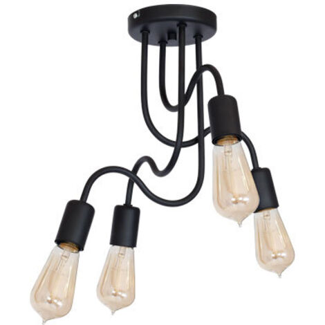 Plafoniera industriale nera opaca Dow 4xE27 Luminex