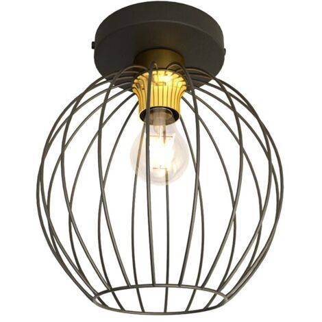 Plafoniera industriale nera oro a sfera E27 Emibig Nest