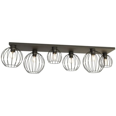 Plafoniera industriale NEST nera 6 luci E27 Emibig