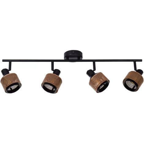Plafoniera industriale Rafa 4 spot nero oro E14 Lucide
