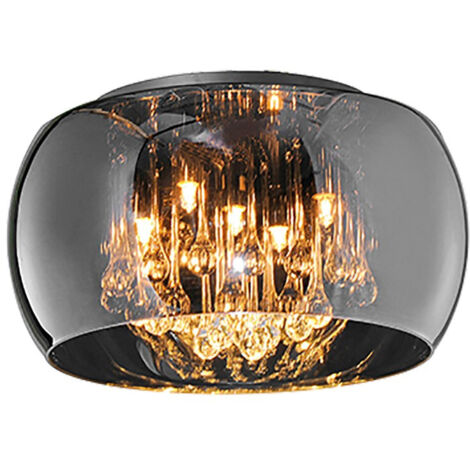 Plafoniera Interno Soffitto Pendagli Vetro 5 Luci 40 cm Dimmer Vapore GD Trio