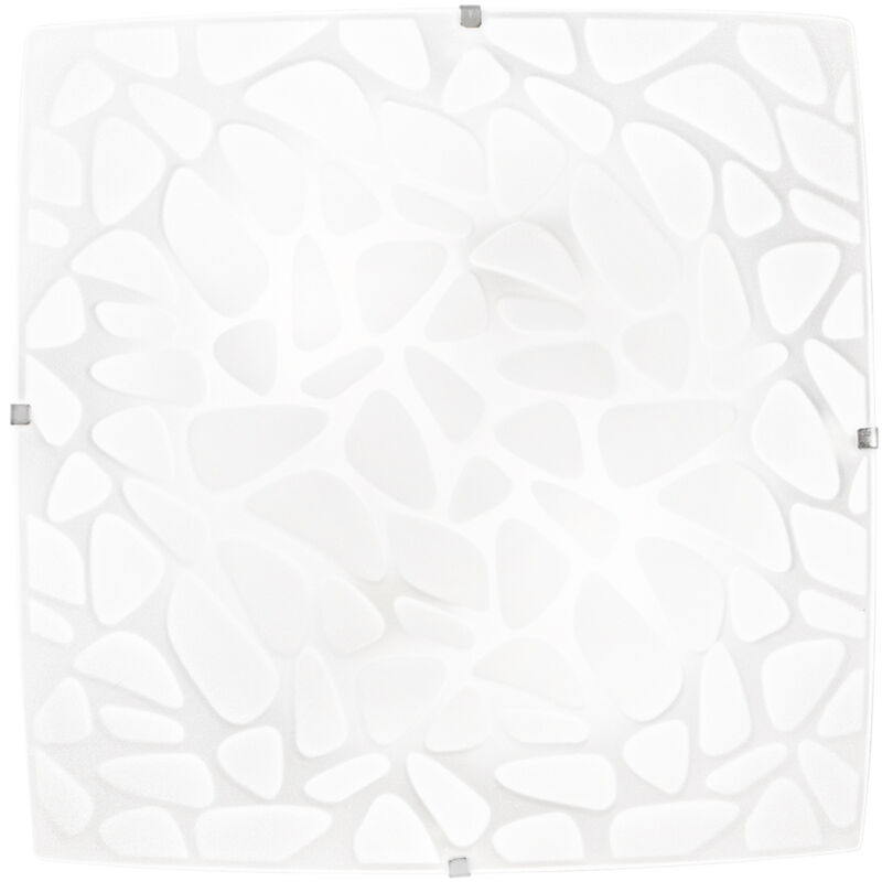 Image of Luce Ambiente E Design - Plafoniera island in vetro con decoro sassi e ganci cromo 30 cm. - Bianco