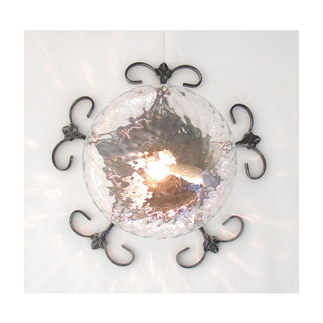PLAFONIERA LAMPADA APPLIQUE EDERA CM.35 COLORE NERO ARGENTO