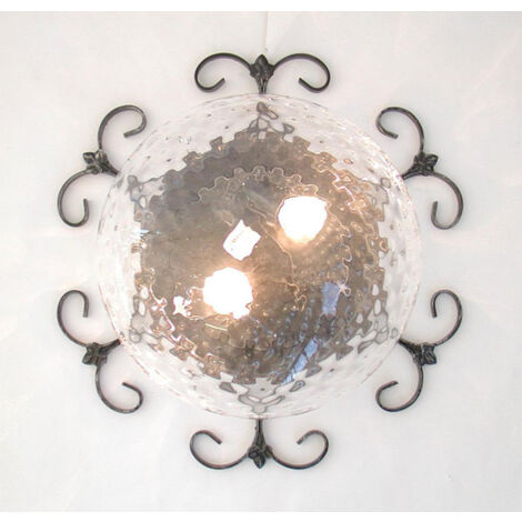 PLAFONIERA LAMPADA APPLIQUE EDERA CM.45 COLORE NERO ARGENTO