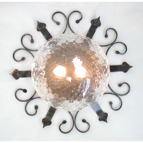 PLAFONIERA LAMPADA APPLIQUE GIGANTE FORGIATA CM.55 COLORE NERO ARGENTO