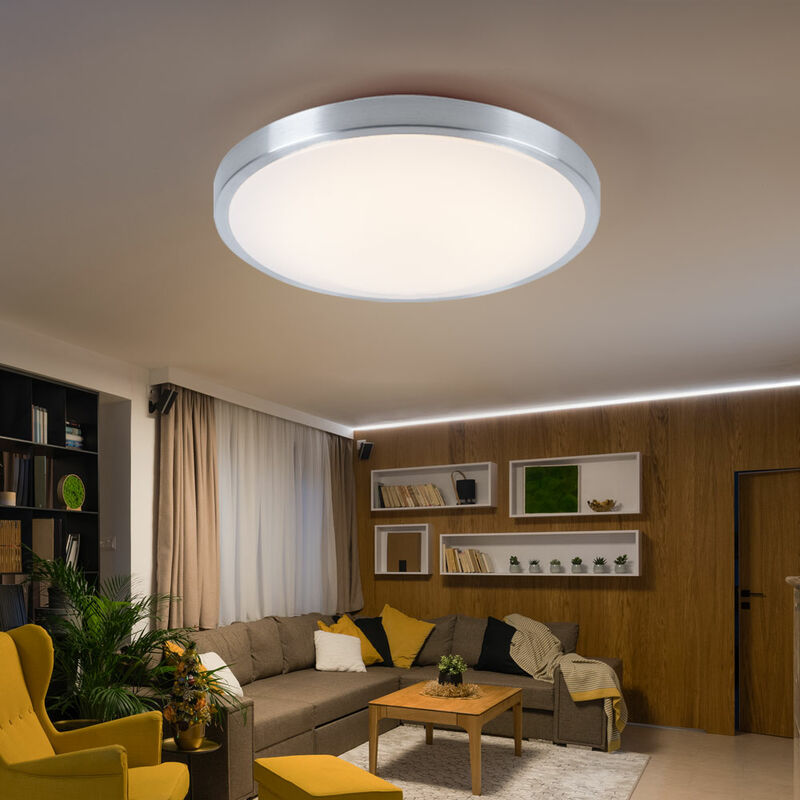 Image of Etc-shop - Plafoniera lampada da soffitto lampada da soggiorno in alluminio rotonda illuminazione bianca, plastica alluminio, 1x led 1x 13 w 960